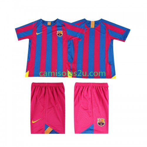 Camisolas de futebol FC Barcelona 2006 Retro Criança Equipamento Principal 2005 Manga Curta Camisolas de futebol FC Barcelona 2006 Retro Criança Equipamento Principal 2005 Manga Curta